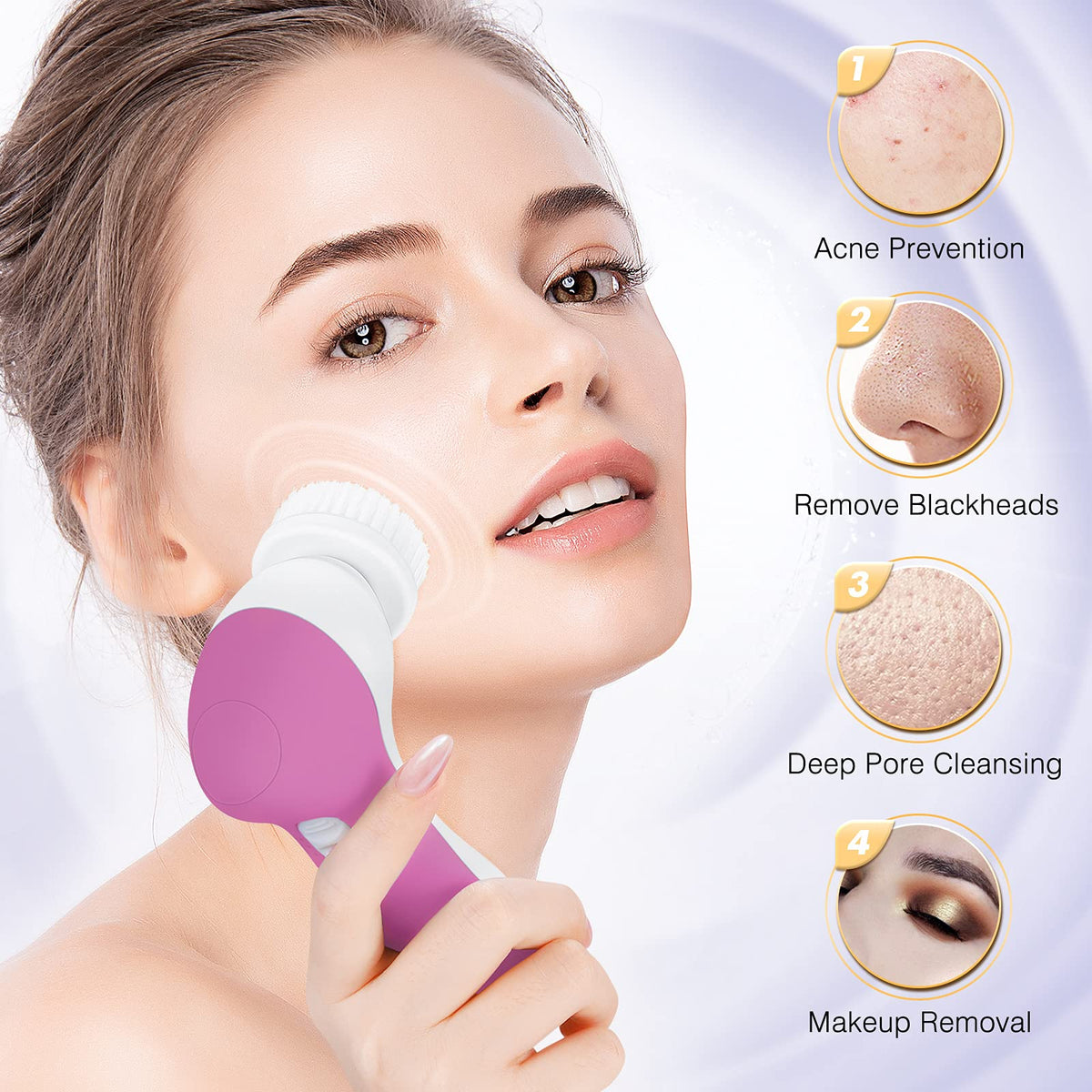 COSLUS Facial Cleansing Brush in shower setting