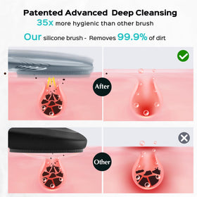 COSLUS Facial Cleansing Brush in travel bag for portability
