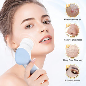 COSLUS Facial Cleansing Brush in use during a shower