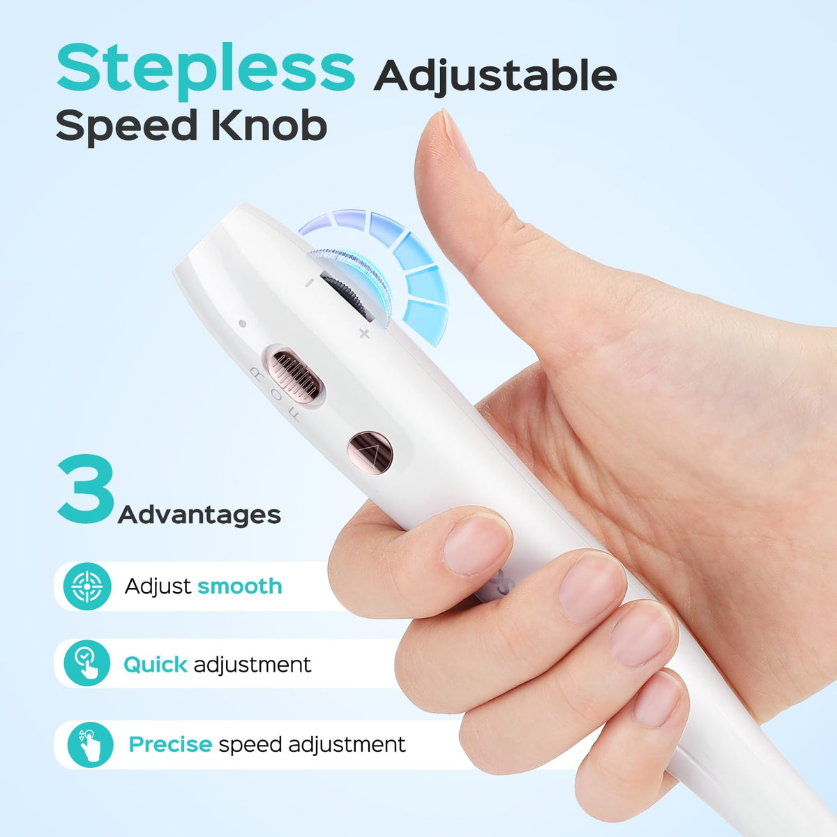 COSLUS nail drill in use on acrylic nails