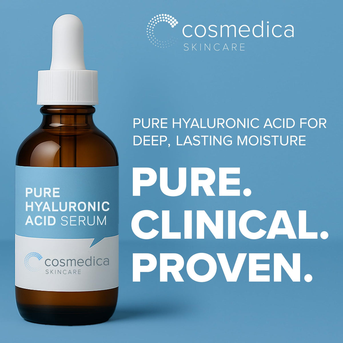 Cosmedica Skincare Hyaluronic Acid Serum 2oz bottle with dropper
