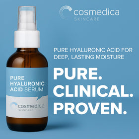 Cosmedica Skincare Hyaluronic Acid Serum bottle with dropper