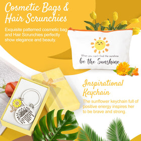 Cosmetic bag with sun patterns and inspirational quote