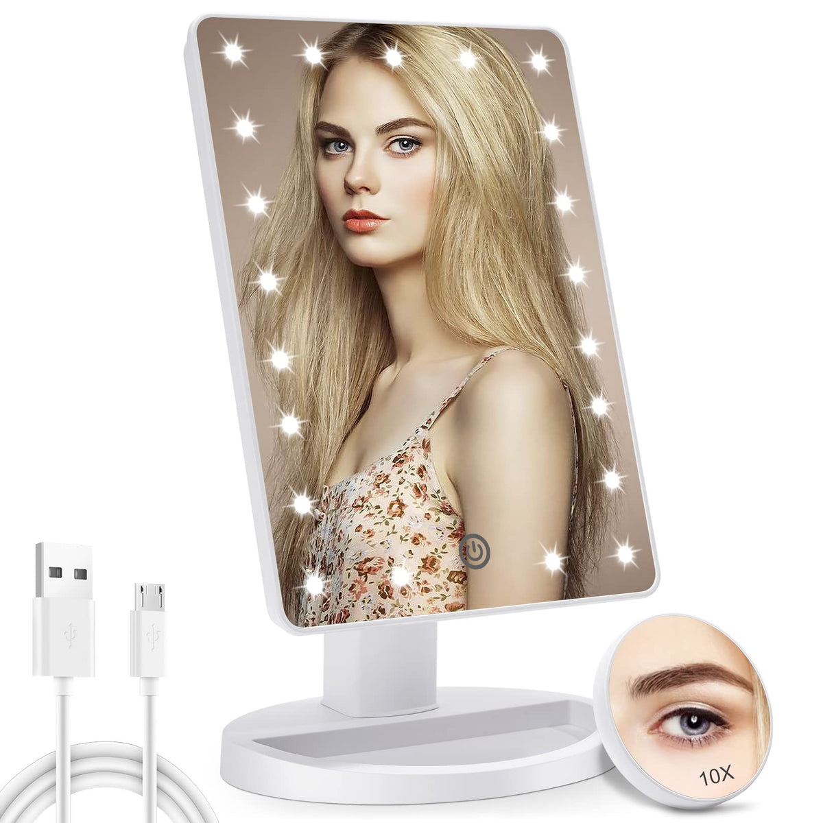 COSMIRROR lighted makeup vanity mirror front view with LED lights
