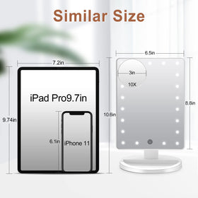 COSMIRROR lighted mirror displaying adjustable brightness