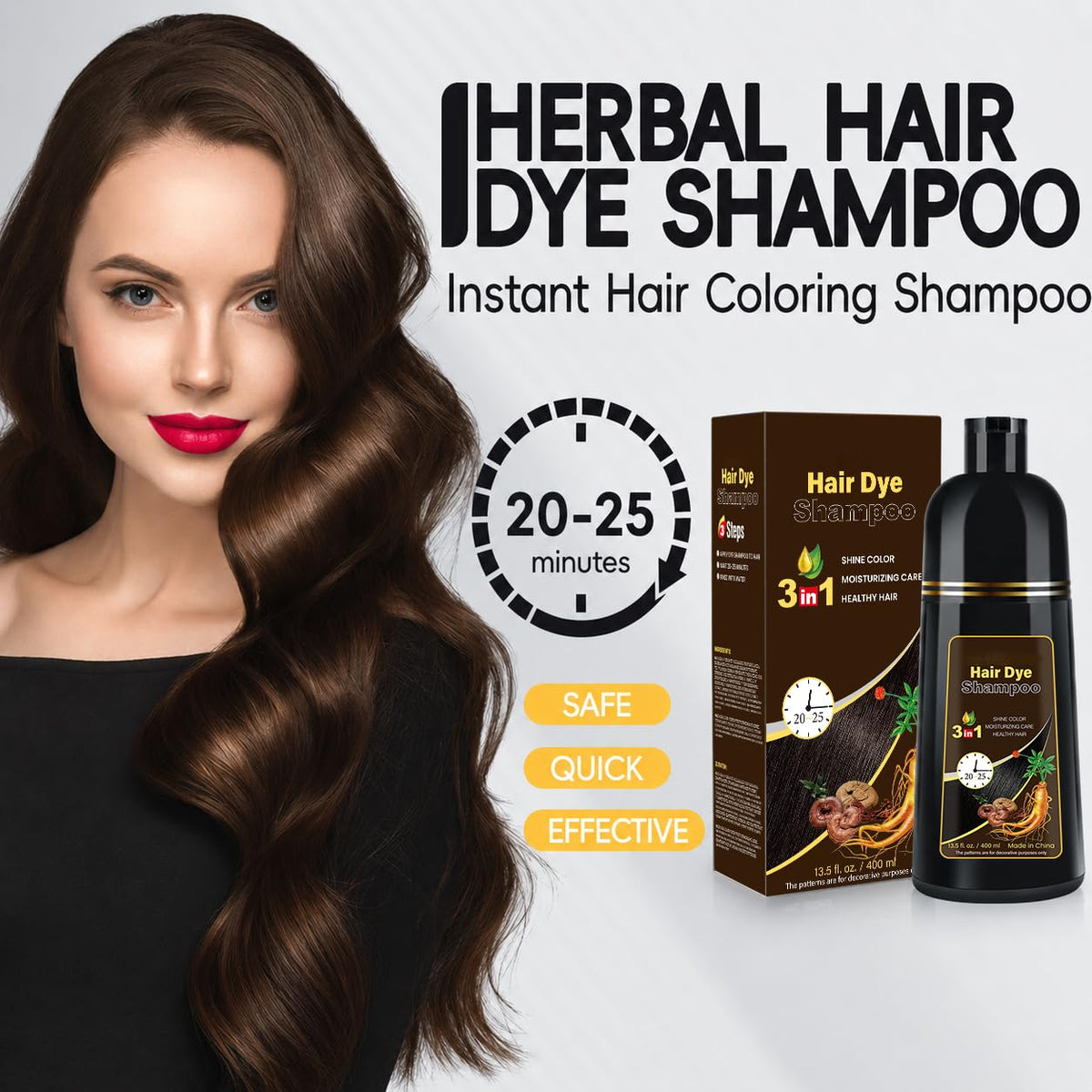 cosmpro Dark Brown Hair Dye Shampoo application process