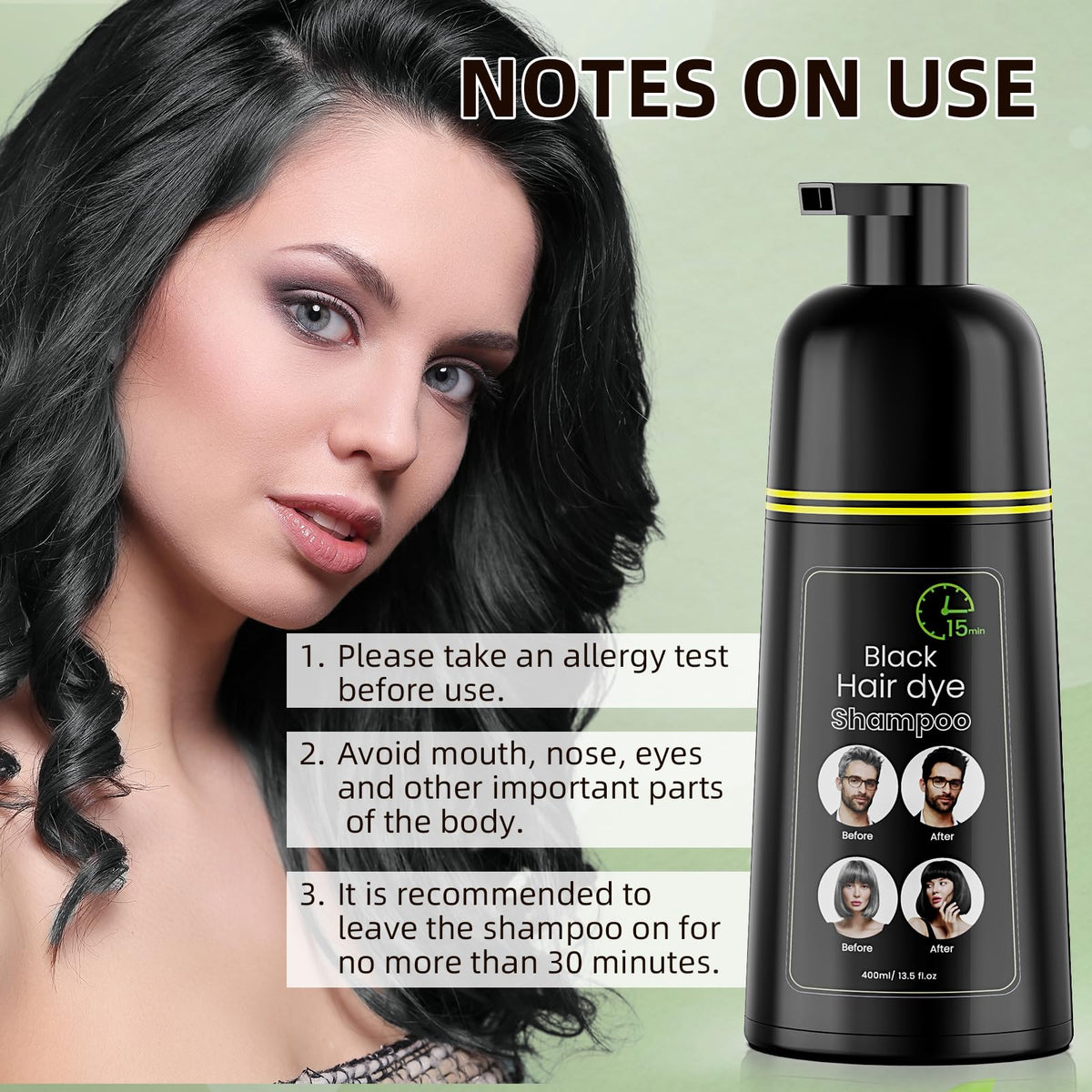 COSMTEK Black Hair Dye Shampoo packaging and bottle