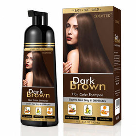 COSMTEK Dark Brown Hair Dye Shampoo 590g front view