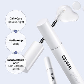 COSNORI Long Active Eyelash Serum on a vanity with beauty products