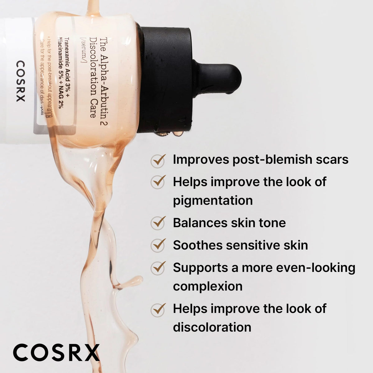 COSRX 2% Alpha Arbutin Serum application on skin