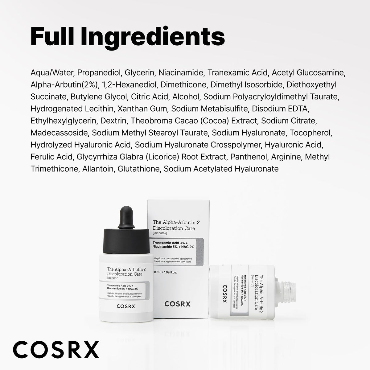 COSRX 2% Alpha Arbutin Serum on a vanity
