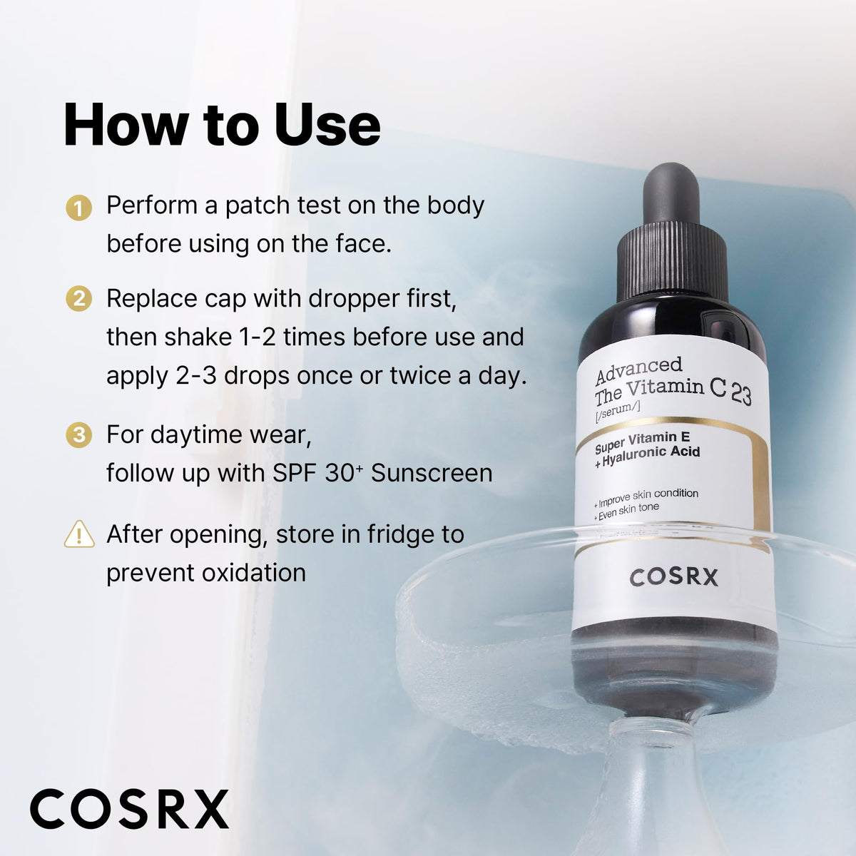 COSRX 23% Pure Vitamin C Serum texture on hand