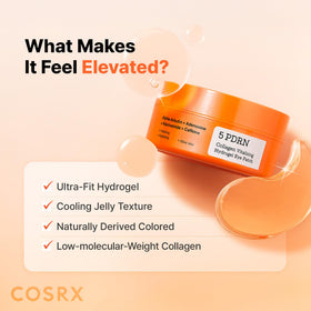COSRX 5-PDRN Collagen Eye Patches with a fresh, glowing skin background