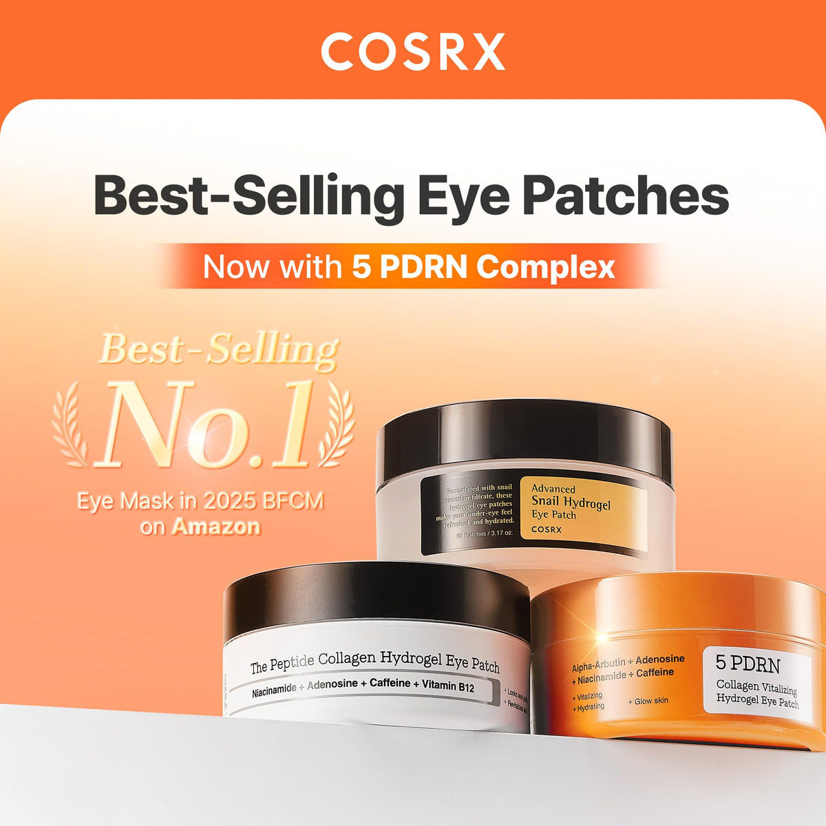 COSRX 5-PDRN Collagen Eye Patches with serum dripping from the patch