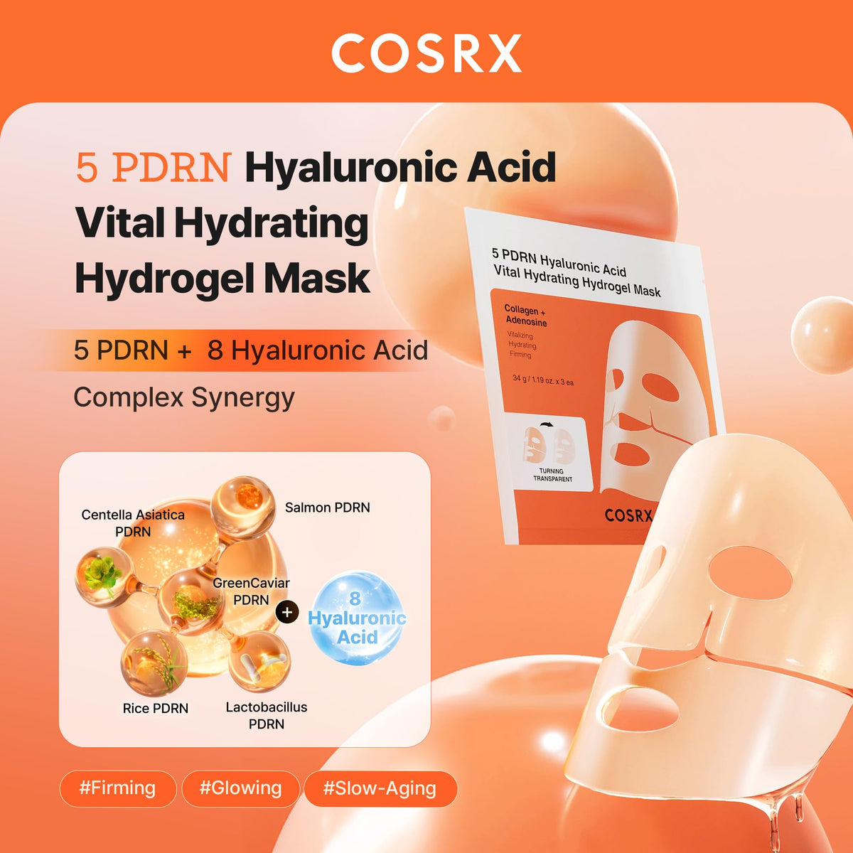 COSRX 5 PDRN Hyaluronic Hydrogel Face Mask application on model