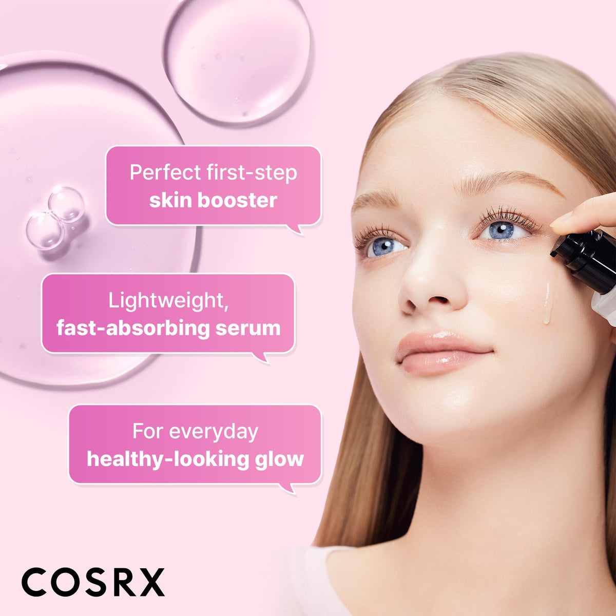 COSRX 6X Peptide Collagen Skin support Toner Serum application on skin