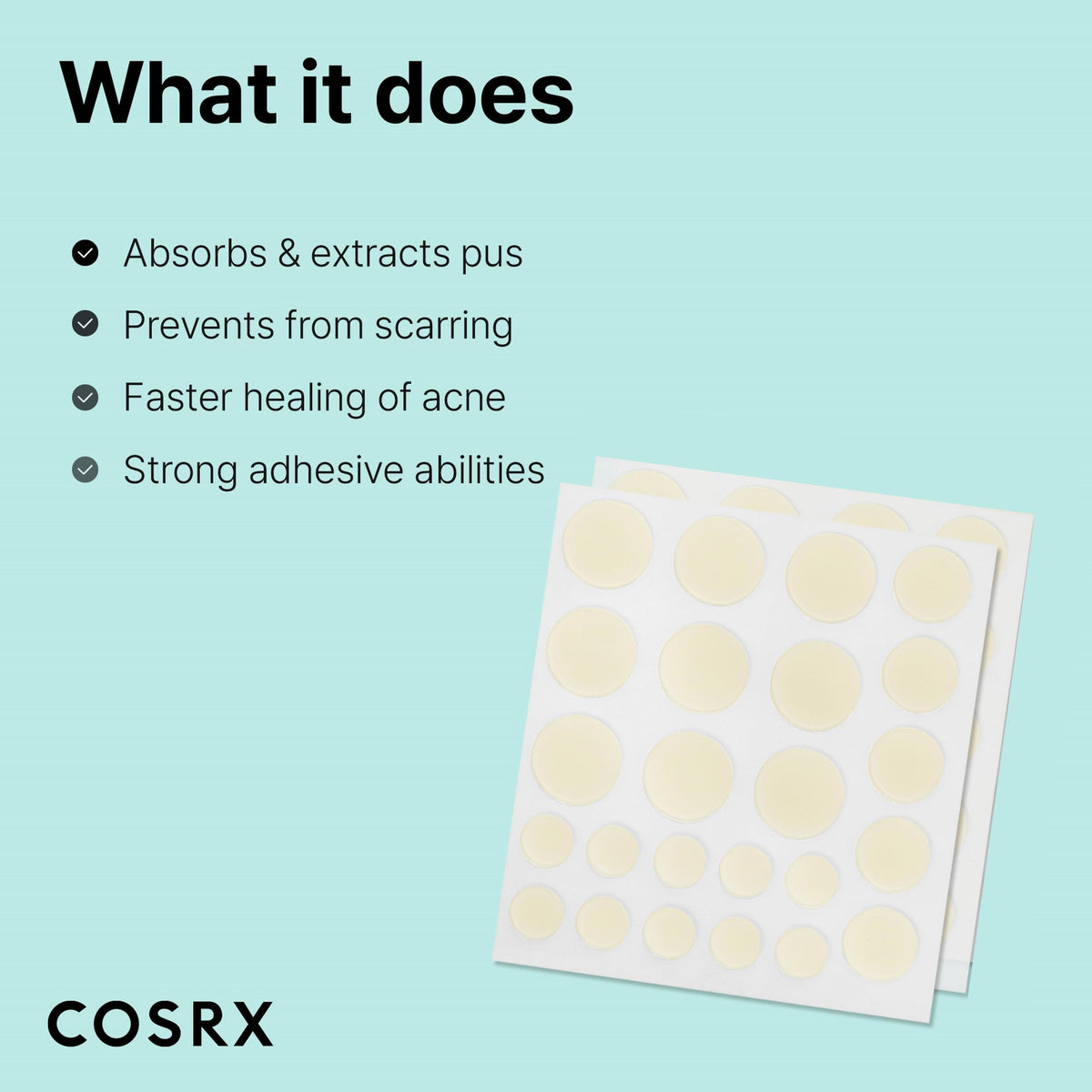 COSRX Acne Pimple Patches with application instructions