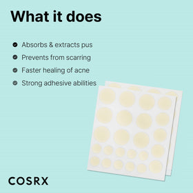 COSRX Acne Pimple Patches with application instructions