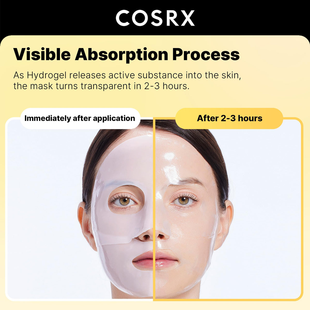 COSRX Advanced Snail Mucin Hydrogel Face Mask application on model
