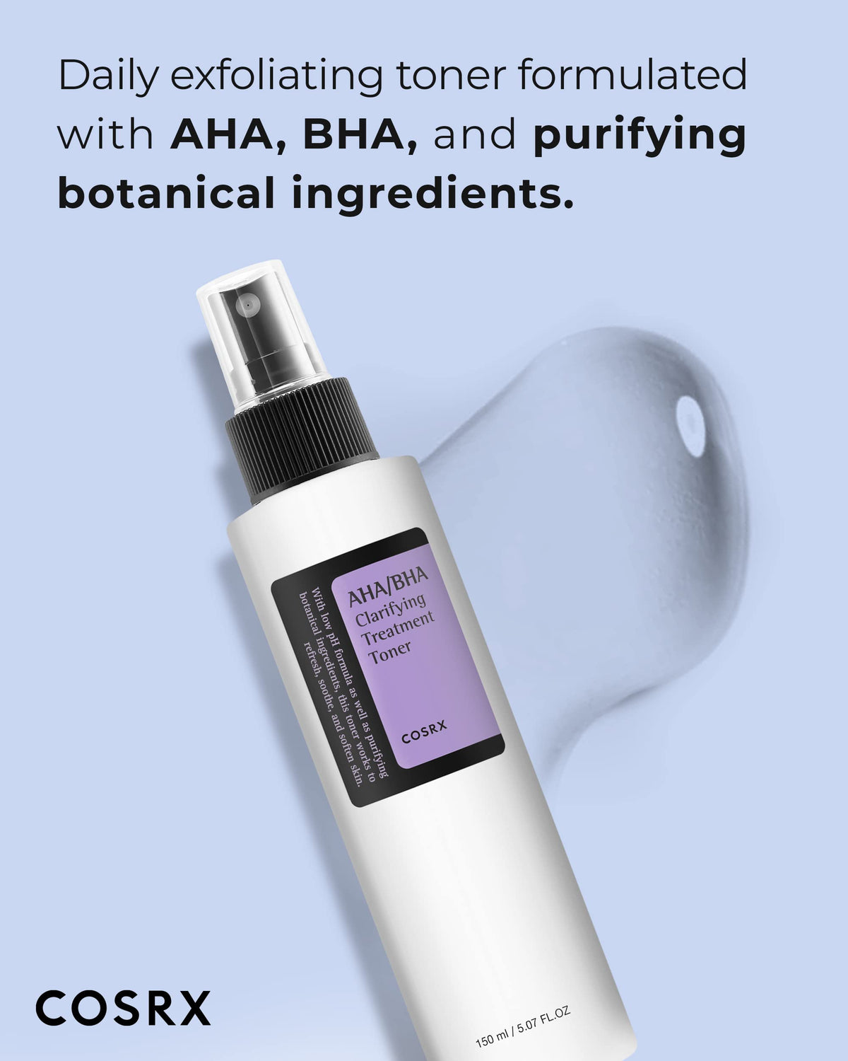 COSRX AHA/BHA Toner with cotton pad