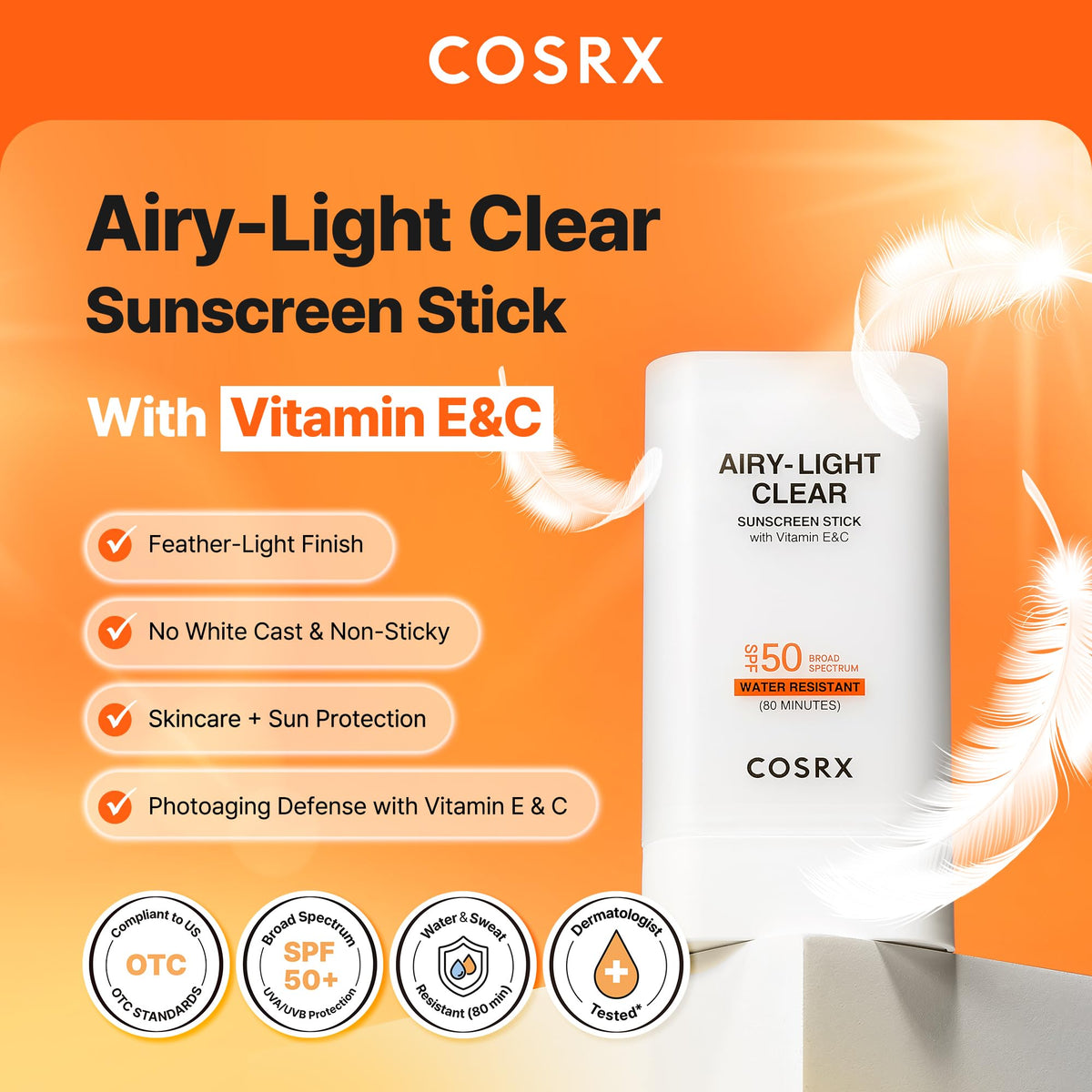 COSRX Airy Light Sunscreen Stick being applied