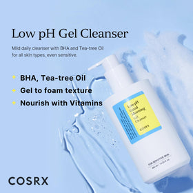 COSRX Low pH Good Morning Gel Cleanser back view with ingredients