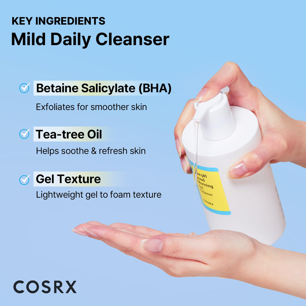 COSRX Low pH Good Morning Gel Cleanser in a bathroom setting
