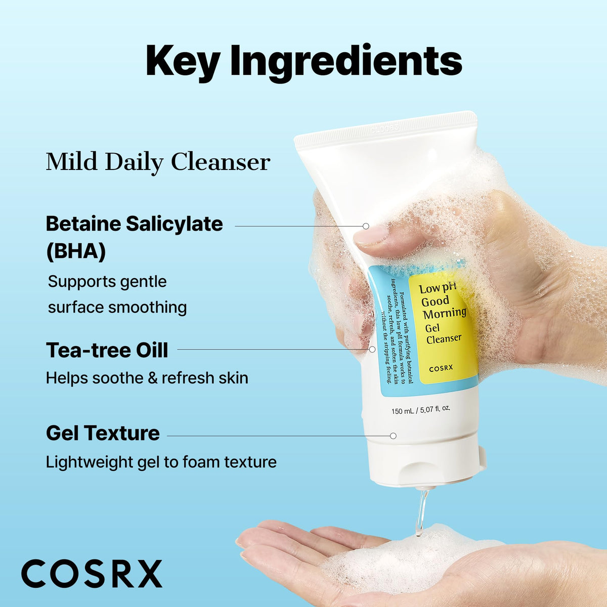 COSRX Low pH Good Morning Gel Cleanser with other skincare products