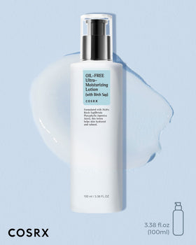 COSRX Oil-Free Lotion showing application on skin