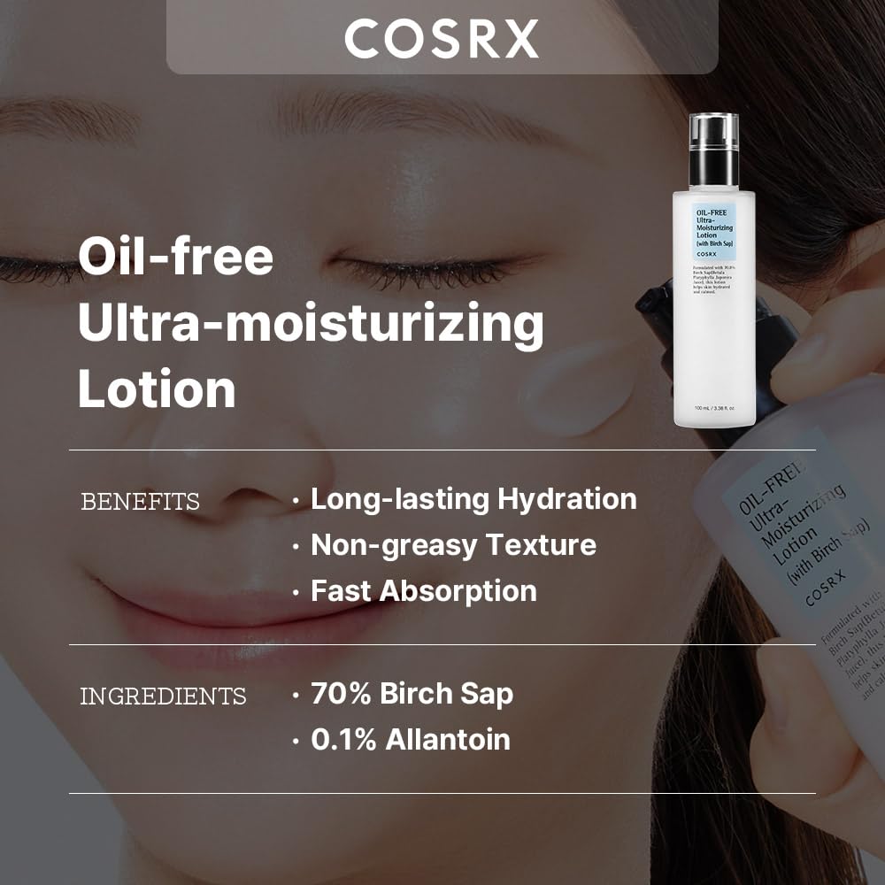 COSRX Oil-Free Lotion showing texture on hand