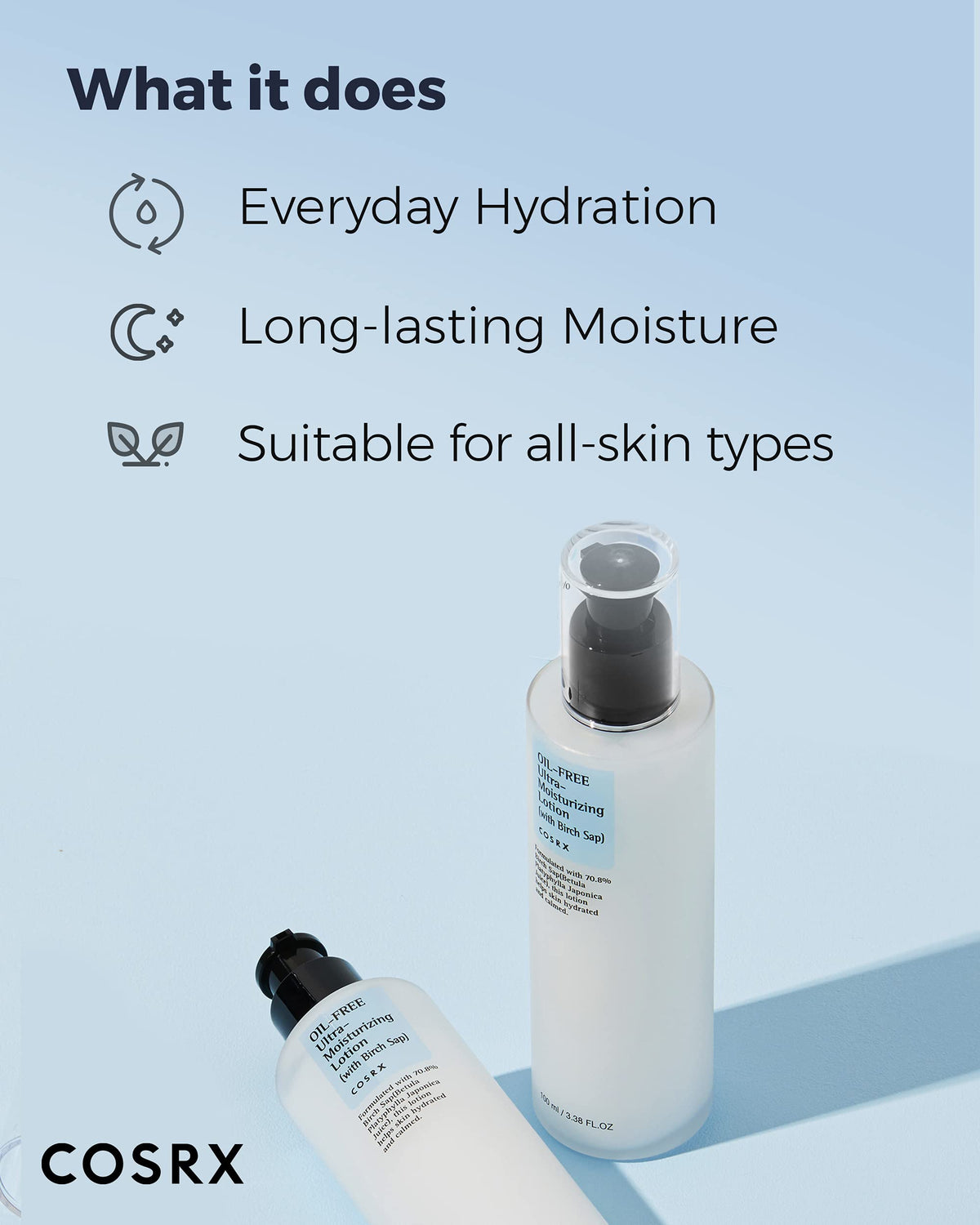 COSRX Oil-Free Lotion side view highlighting the pump