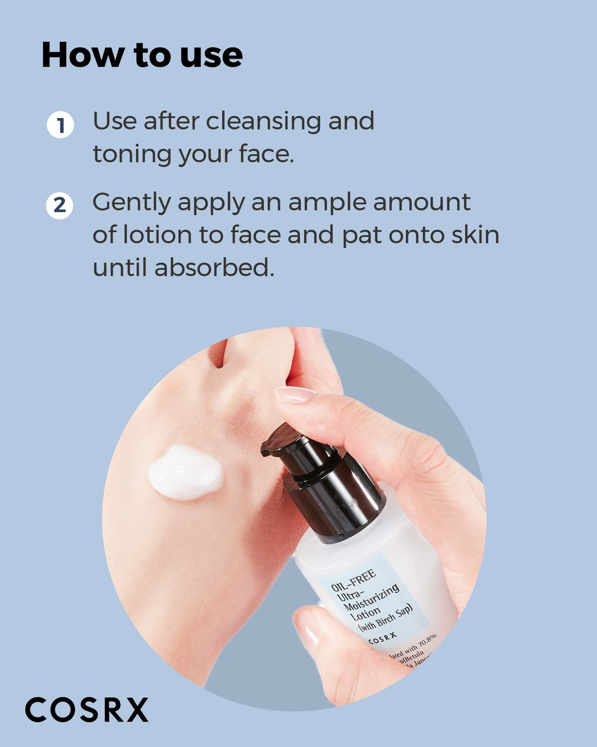 COSRX Oil-Free Lotion with birch sap ingredient focus