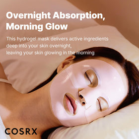 COSRX Pink Peptides Hydrogel Face Mask on a model