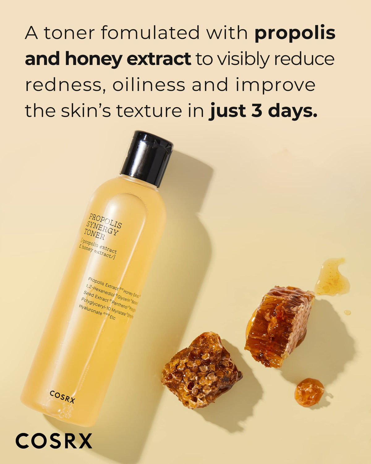 COSRX Propolis Honey Toner bottle close-up