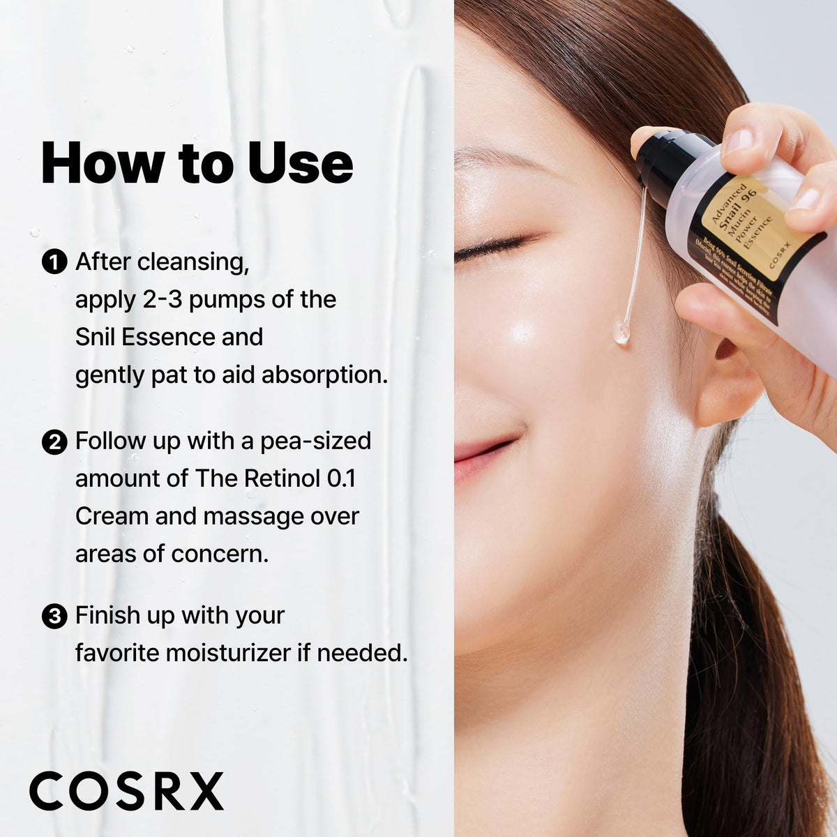 COSRX Retinol 0.1% Cream texture on a fingertip