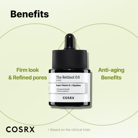 COSRX Retinol 0.5% Oil back view with ingredient list