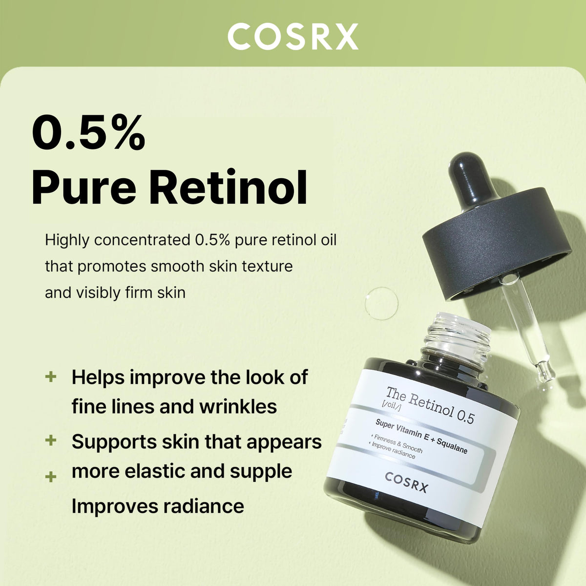 COSRX Retinol 0.5% Oil dropper close-up