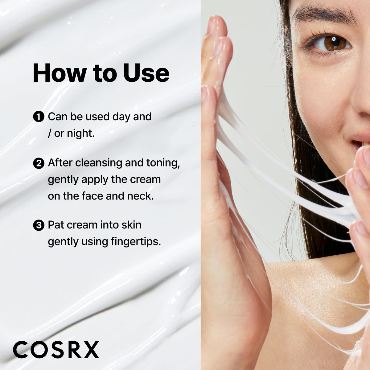 COSRX Snail Mucin 92% Face Moisturizer application on skin