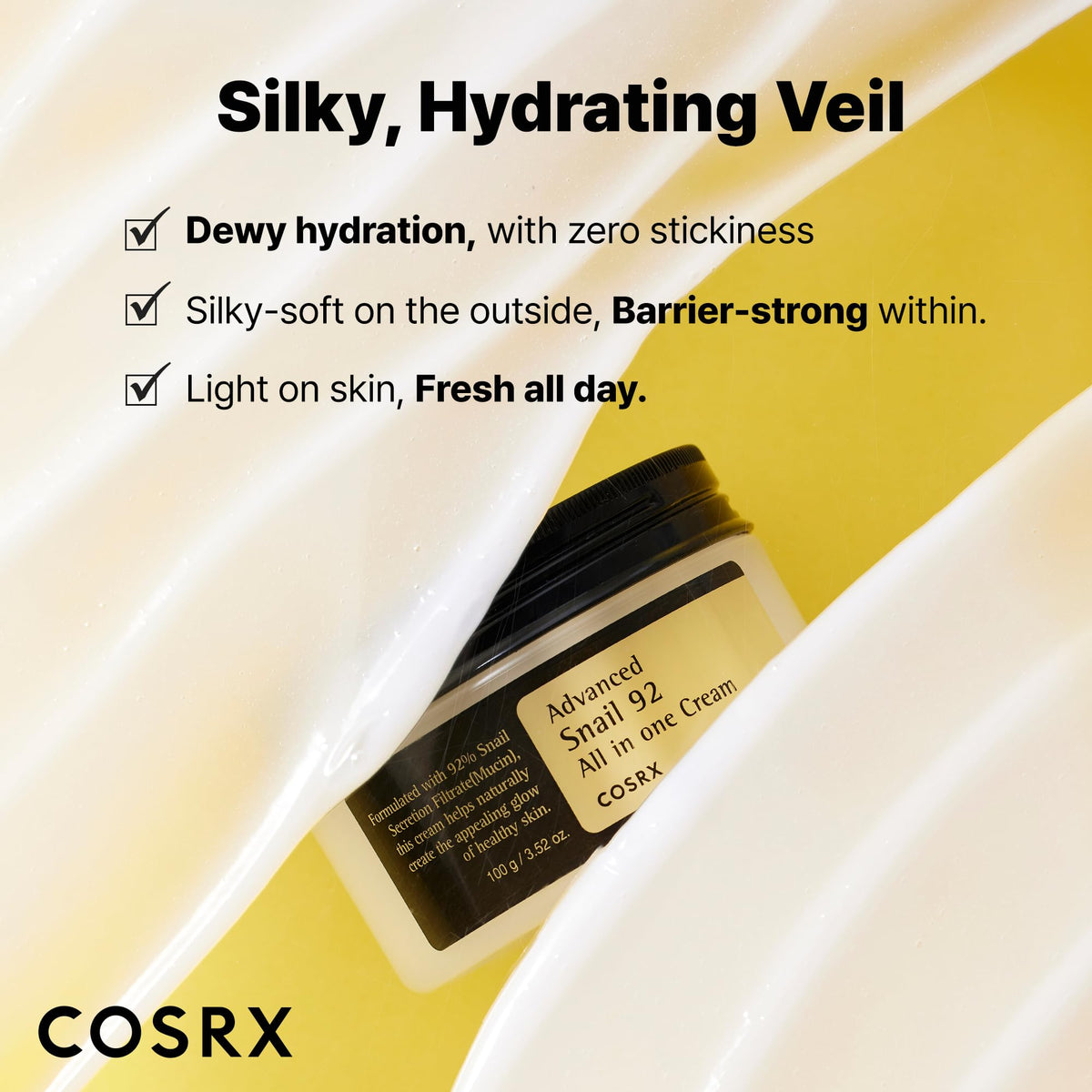 COSRX Snail Mucin 92% Face Moisturizer packaging details