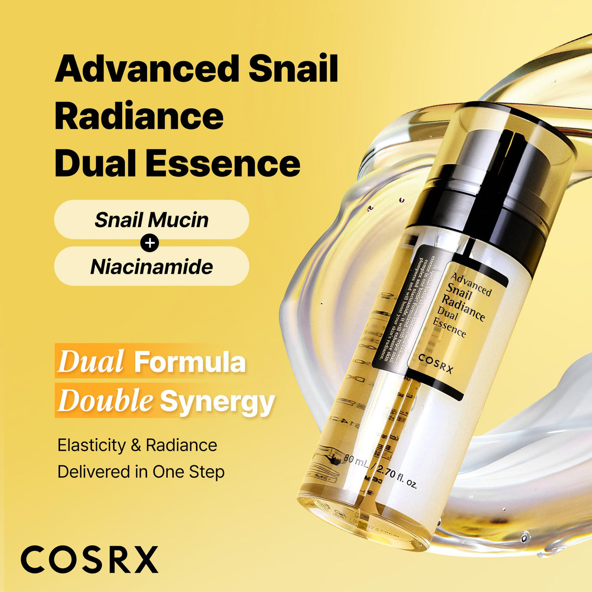 COSRX Snail Mucin Dual Face Serum back view with ingredients