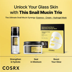 COSRX Snail Mucin Dual Face Serum with skincare products