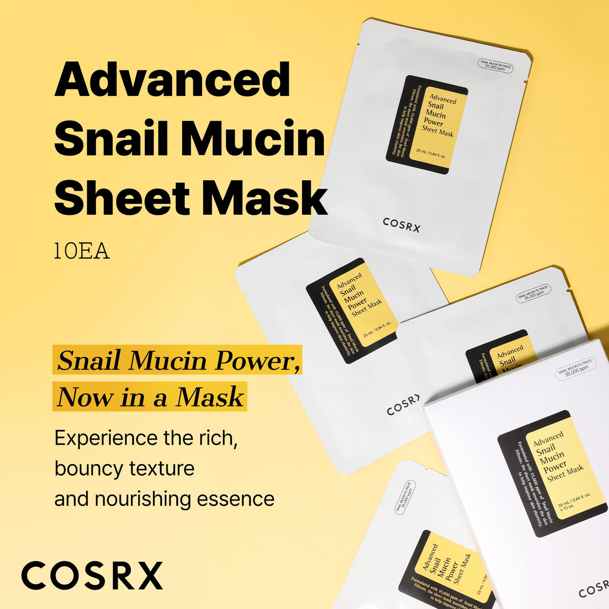 COSRX Snail Mucin Sheet Mask application on a model's face