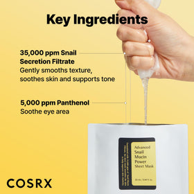 COSRX Snail Mucin Sheet Mask application on skin