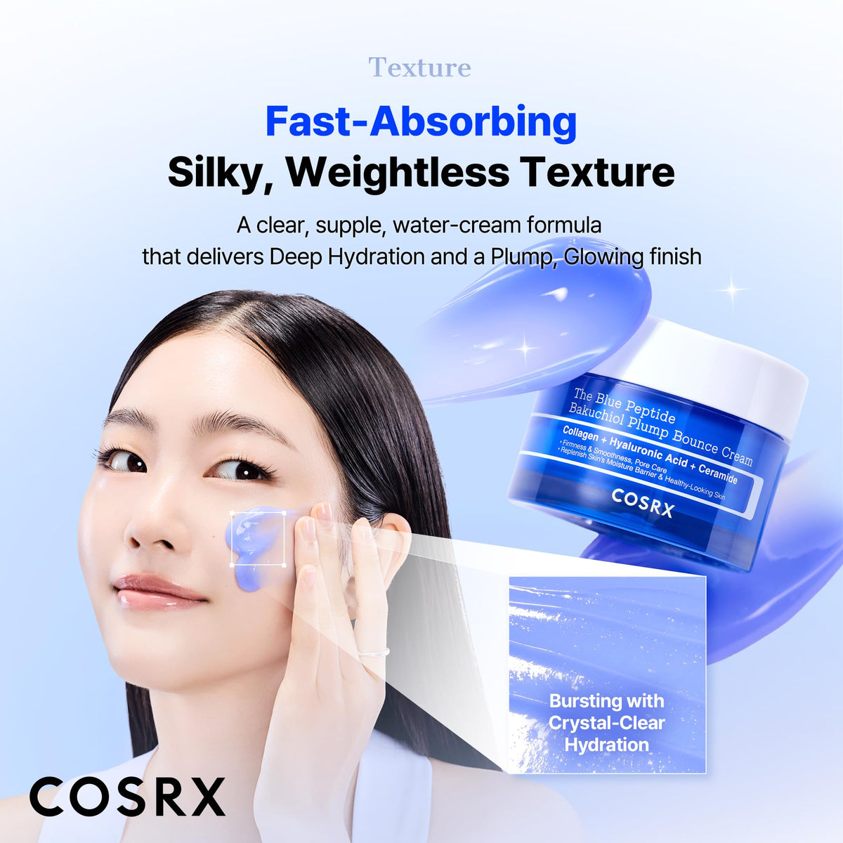 COSRX The Blue Copper Peptide Bakuchiol Cream texture close-up