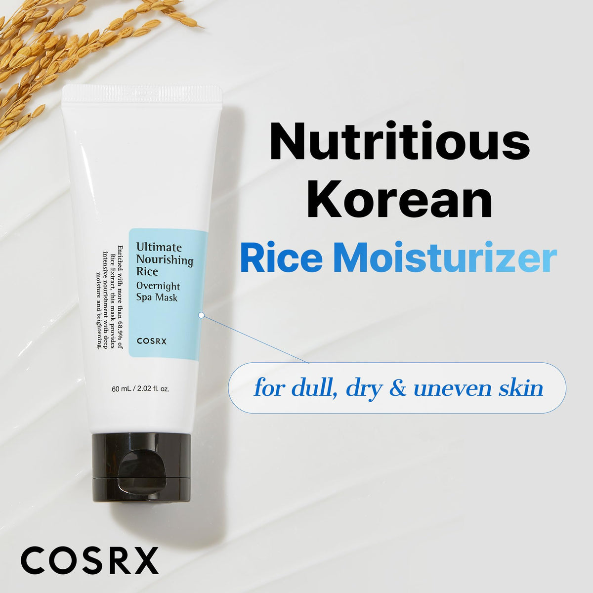 COSRX Ultimate Nourishing Rice Overnight Spa Mask application on skin