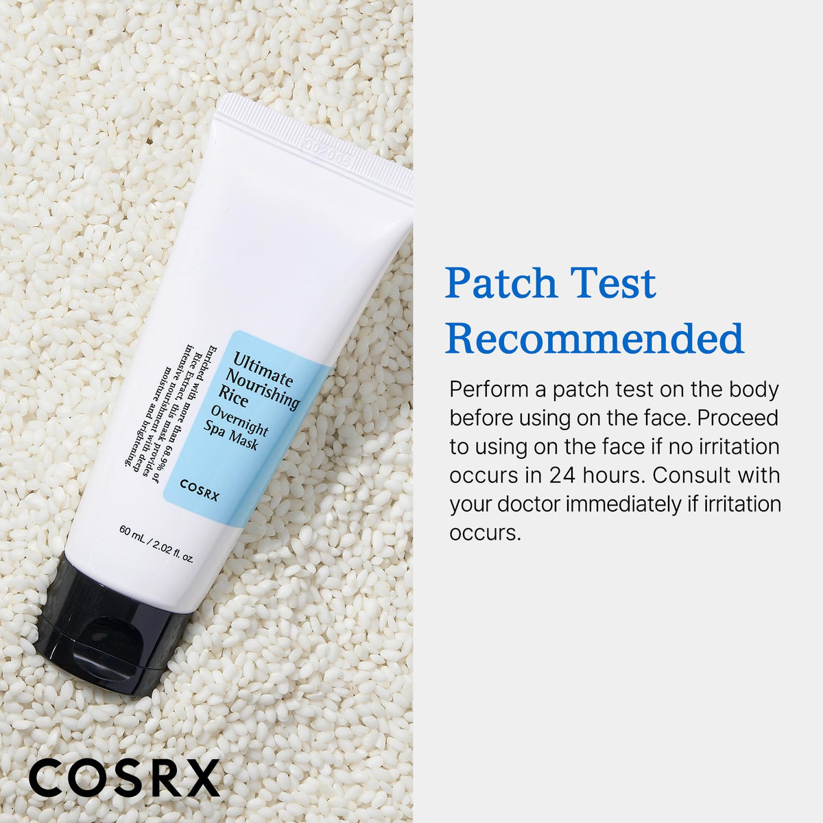COSRX Ultimate Nourishing Rice Overnight Spa Mask in a bathroom setting