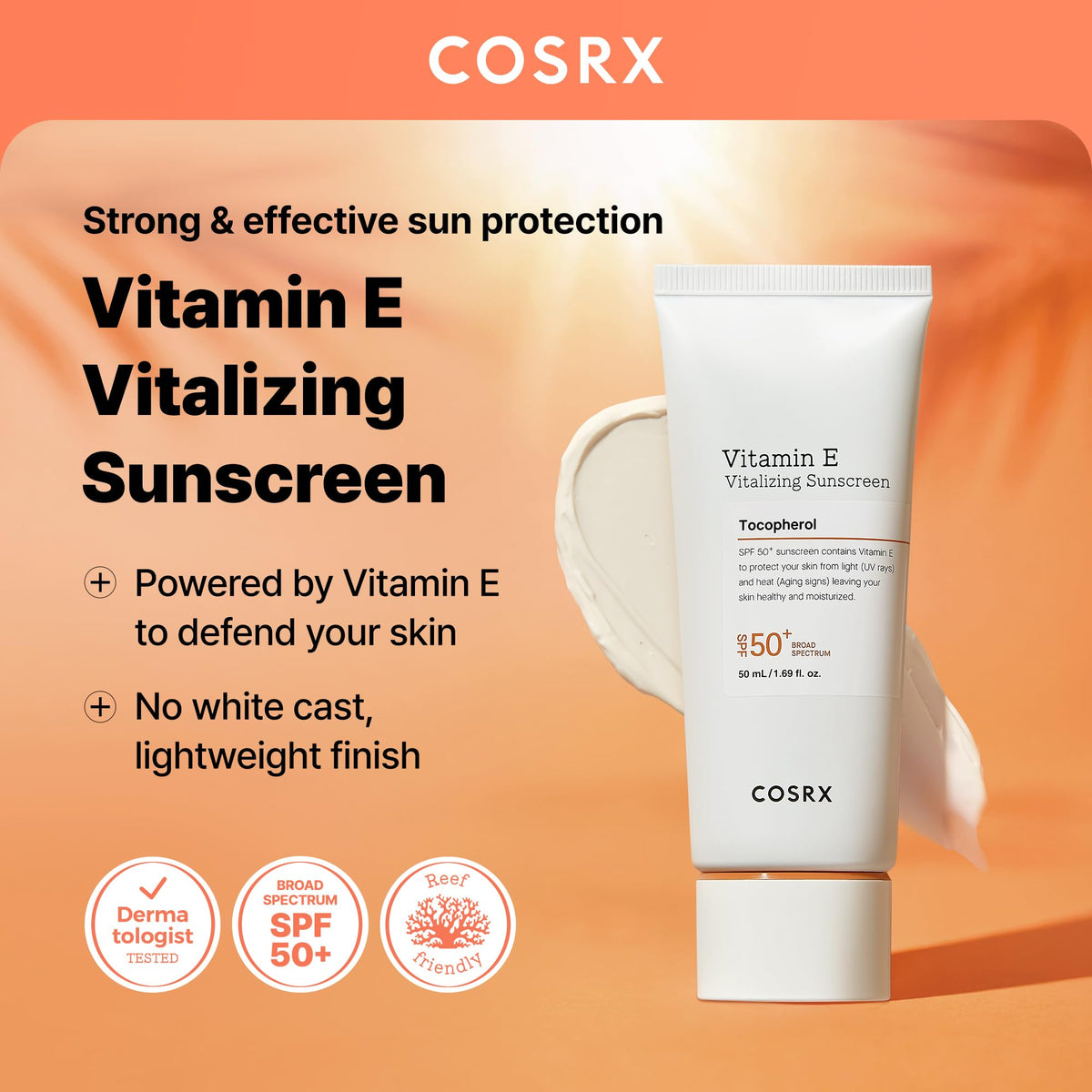 COSRX Vitamin E Sunscreen application on skin