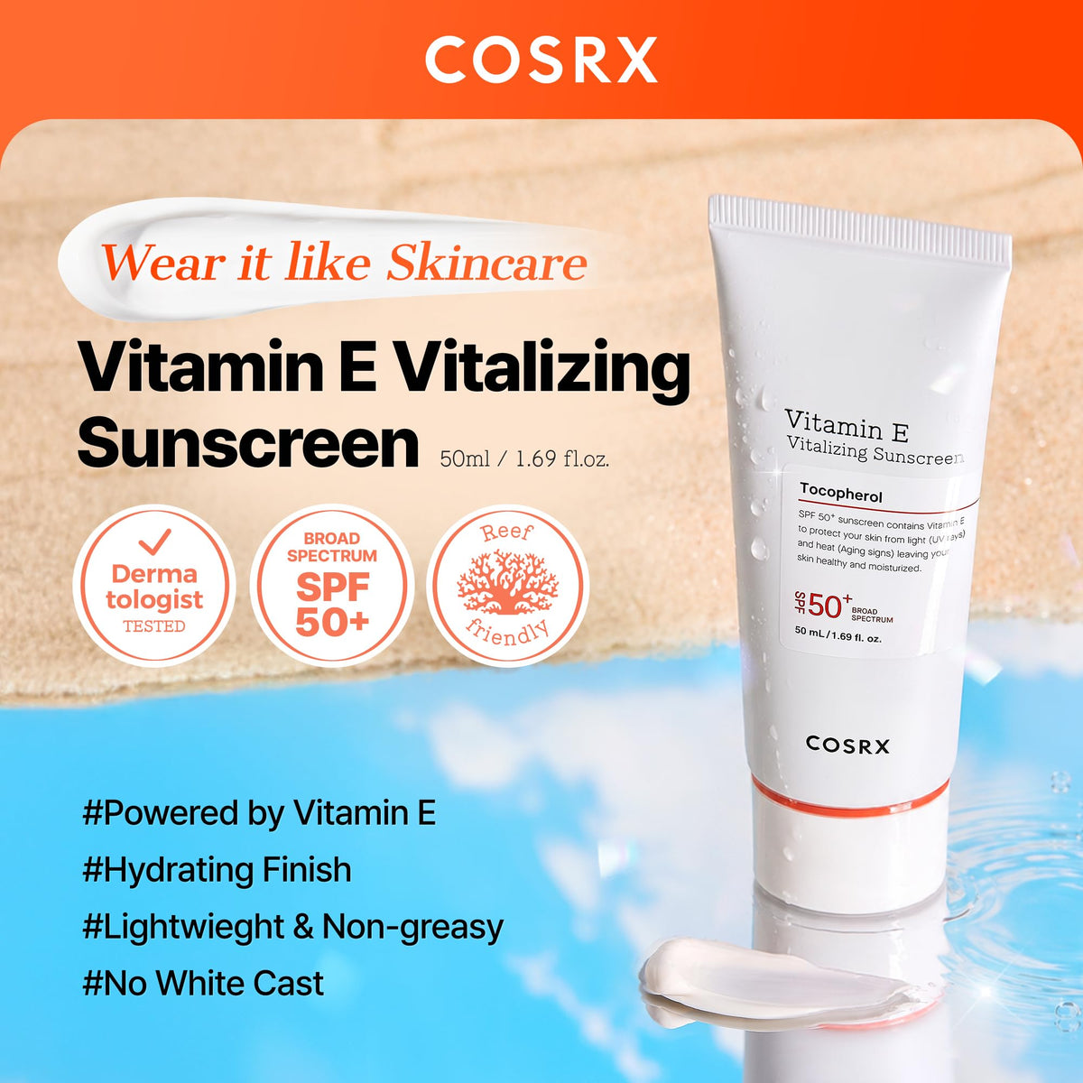 COSRX Vitamin E Sunscreen packaging details