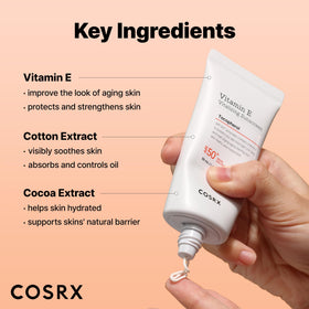 COSRX Vitamin E Sunscreen SPF 50 application on skin