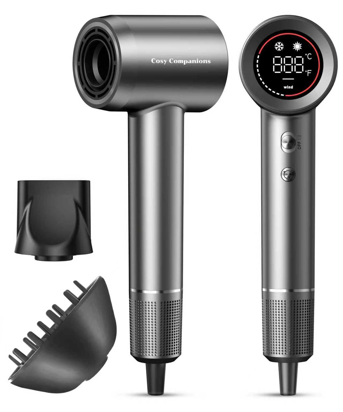 Cosy Companions Hair Dryer front view with HD display